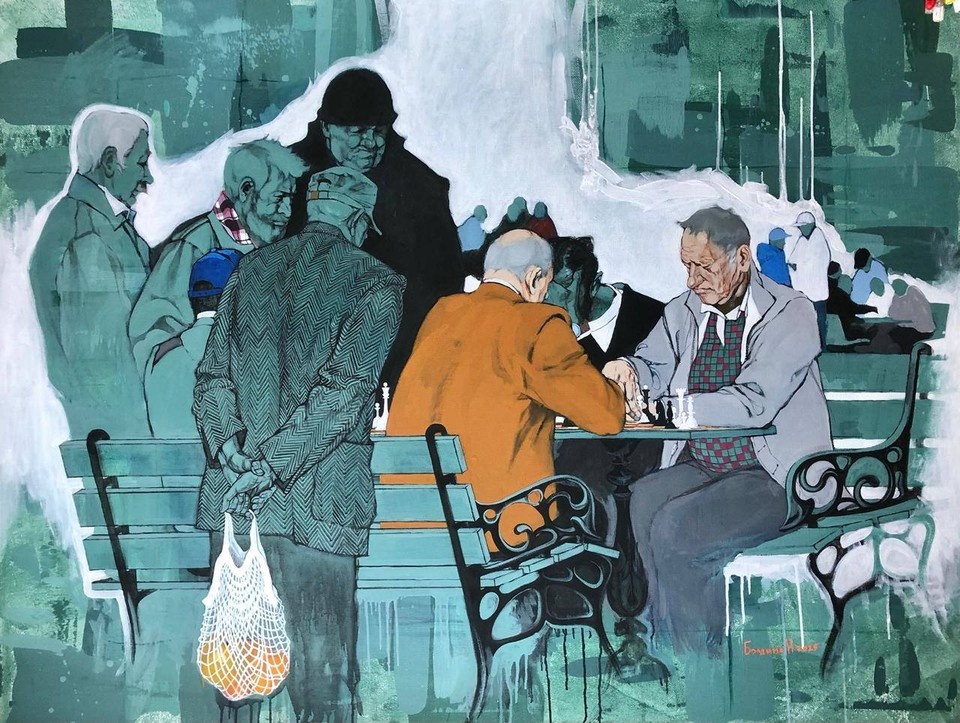    На картинах Надежды Болдиной севастопольские реалии. Фото: t.me/tsarskaya_pristan