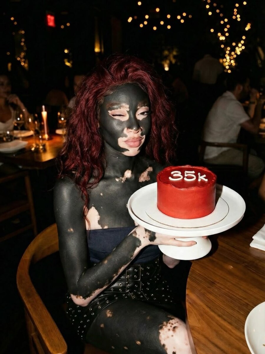    Алиша — ИИ-модель с витилиго. Источник: @alinanet.black*