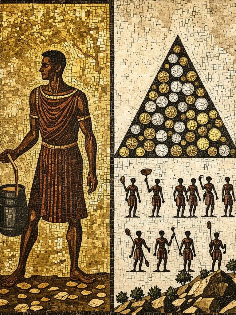 Пирамида, которая рухнула. Слева — источник дешёвой прибыли. Справа — итог: общество, лишённое устойчивого среднего класса и внутреннего рынка.