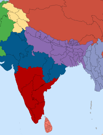 Жёлтым кашимир, синим остатки Индии , фиолетовый - Непал , красным индия , под управлением США (марионетка США)