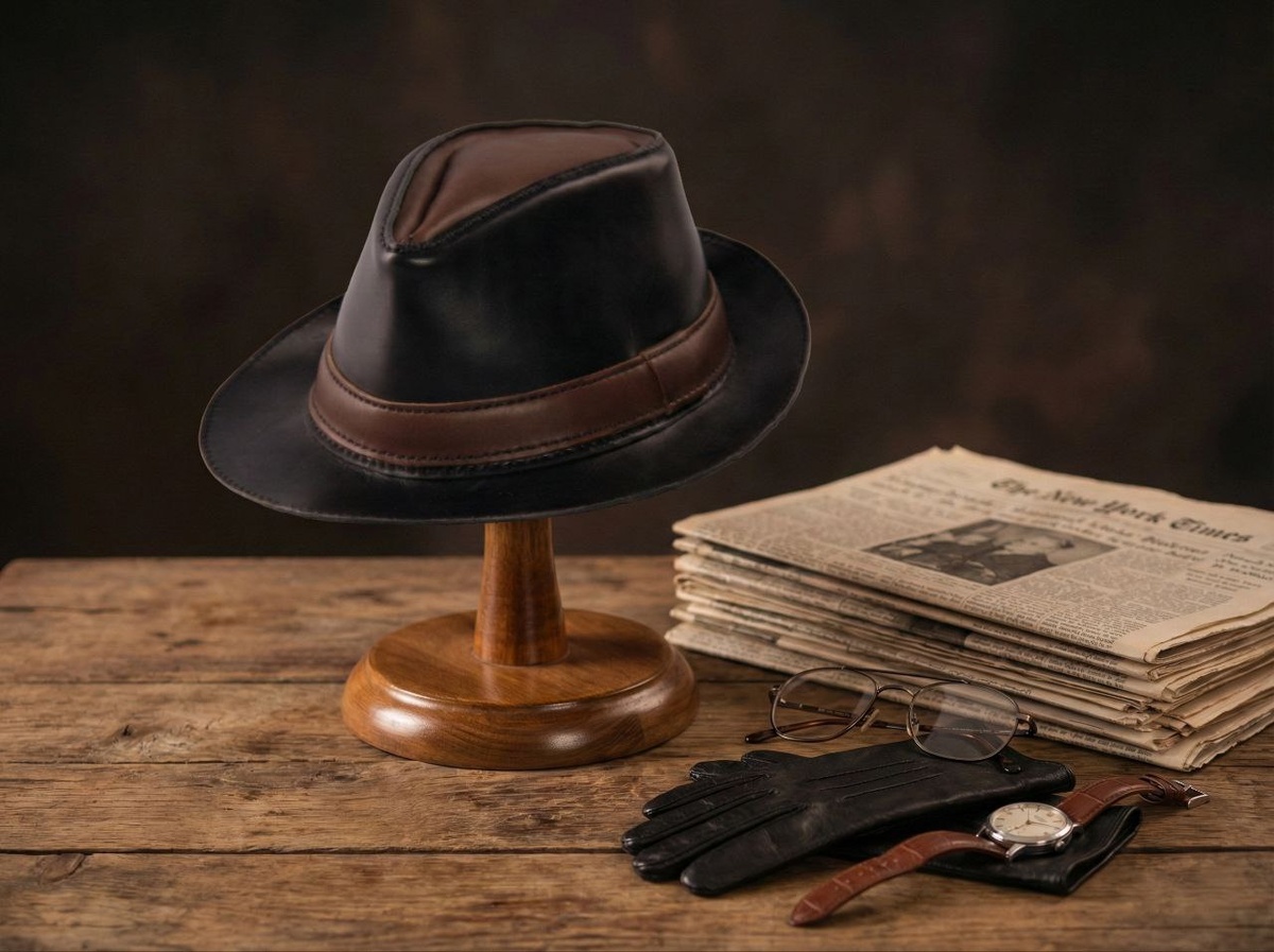 Шляпа кожаная Трилби