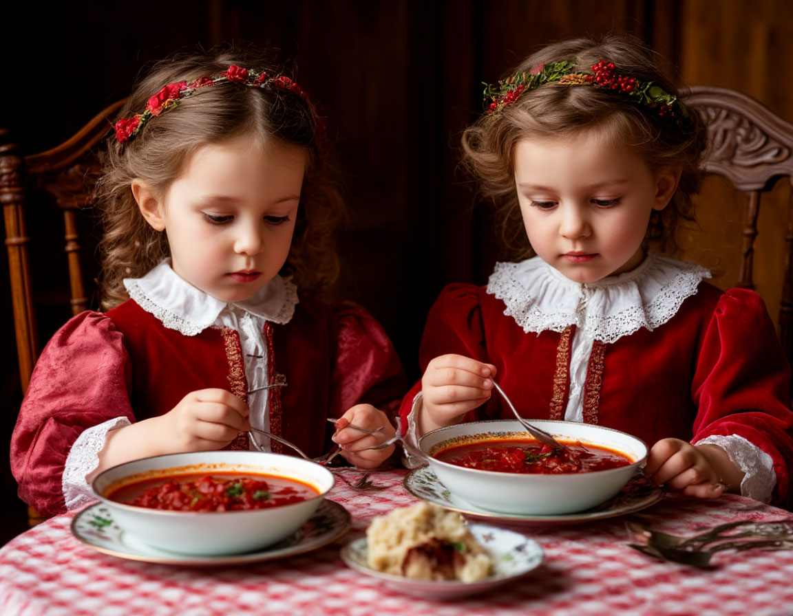Дворянские дети едят борщ по версии нейросети Шедеврум