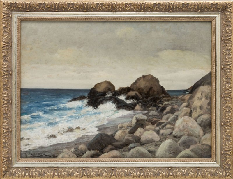 «Камни на берегу моря. Прибой» 1898 года (холст, масло, 37 х 51 см). Источник: https://hammerprice.artsreda.ru/