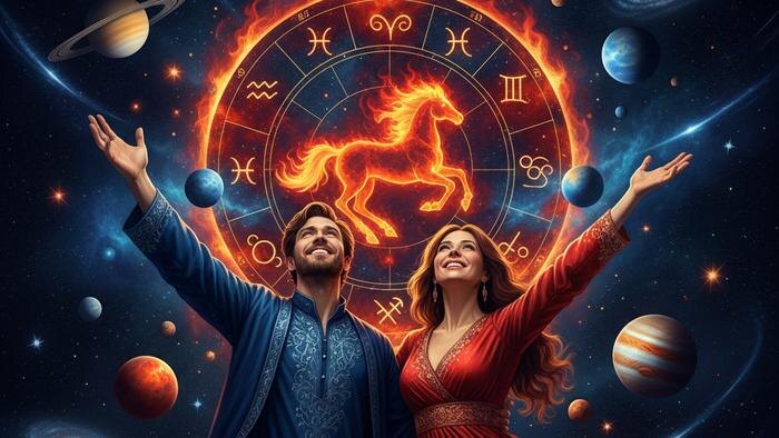 Знаки зодиака, кому 2026 год подарит успех и счастье по карме. Обложка © Nano Banana AI