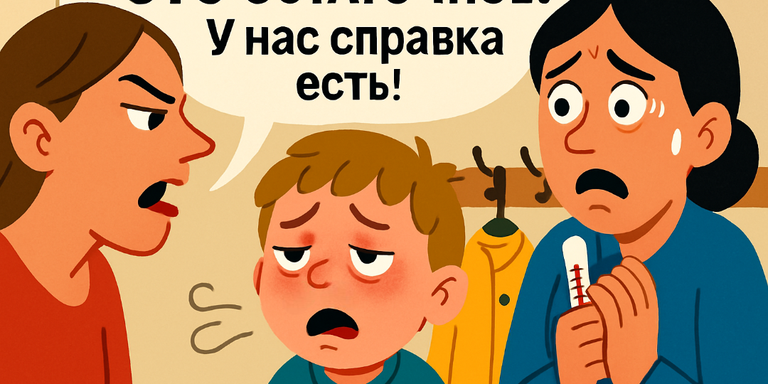 «Это остаточное!» — кричала скандальная мама, заталкивая своего кашляющего сына в группу. В итоге заразила половину детей
