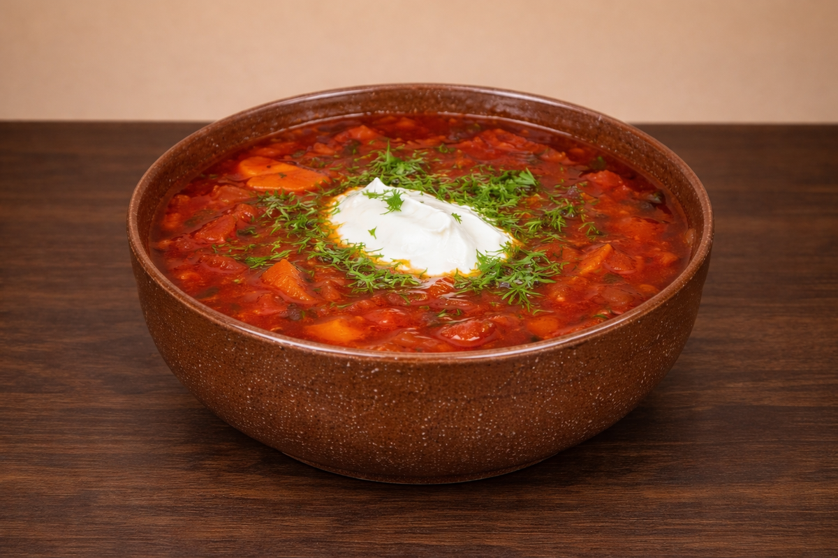 Густой борщ на говяжьей голяшке — насыщенный, ароматный, домашний