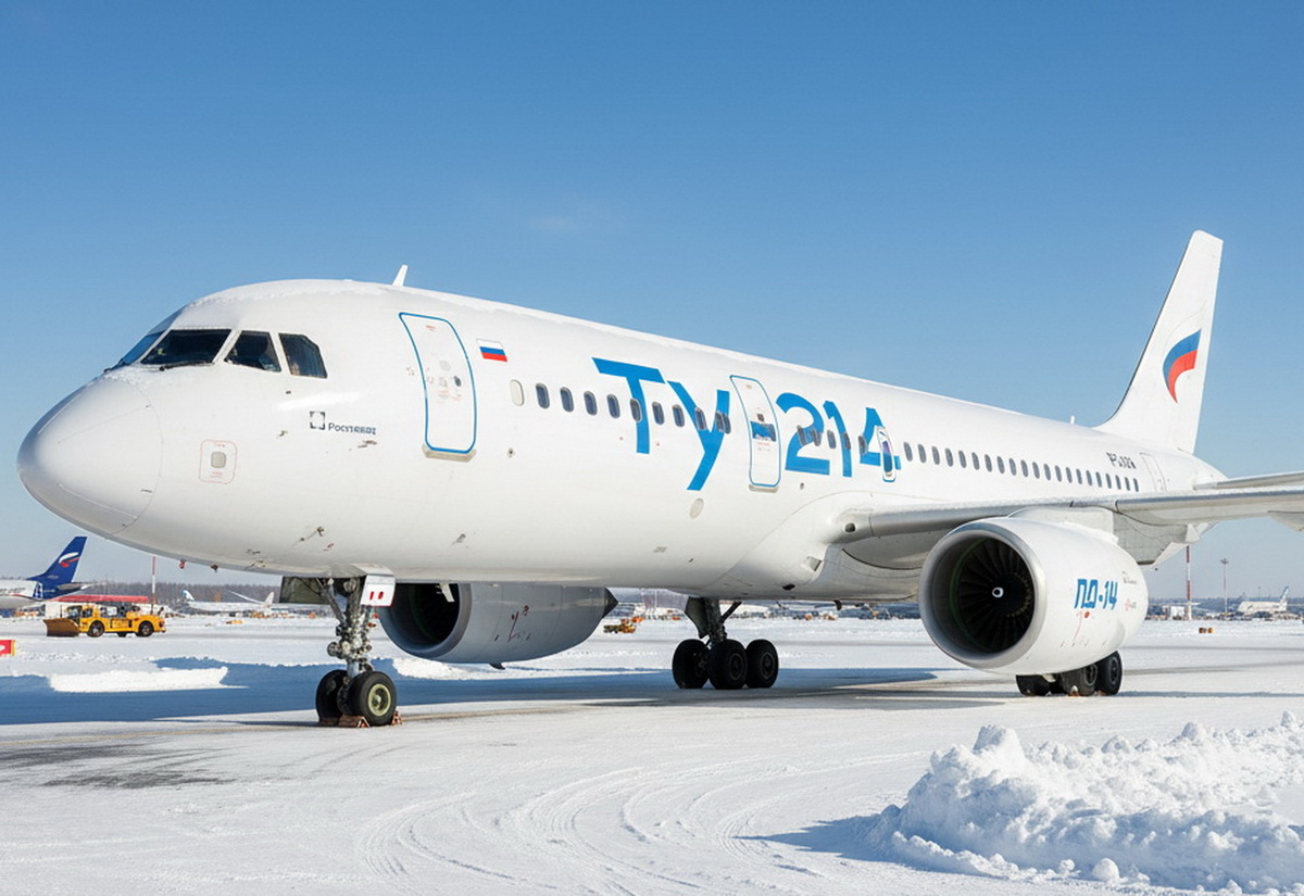 Иллюстрация Ту-214 с двигателями ПД-14