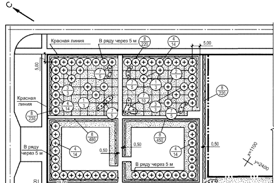 Рис 2. Скриншот «Пример плана озеленения в ГОСТ 21.508 в монохроме»