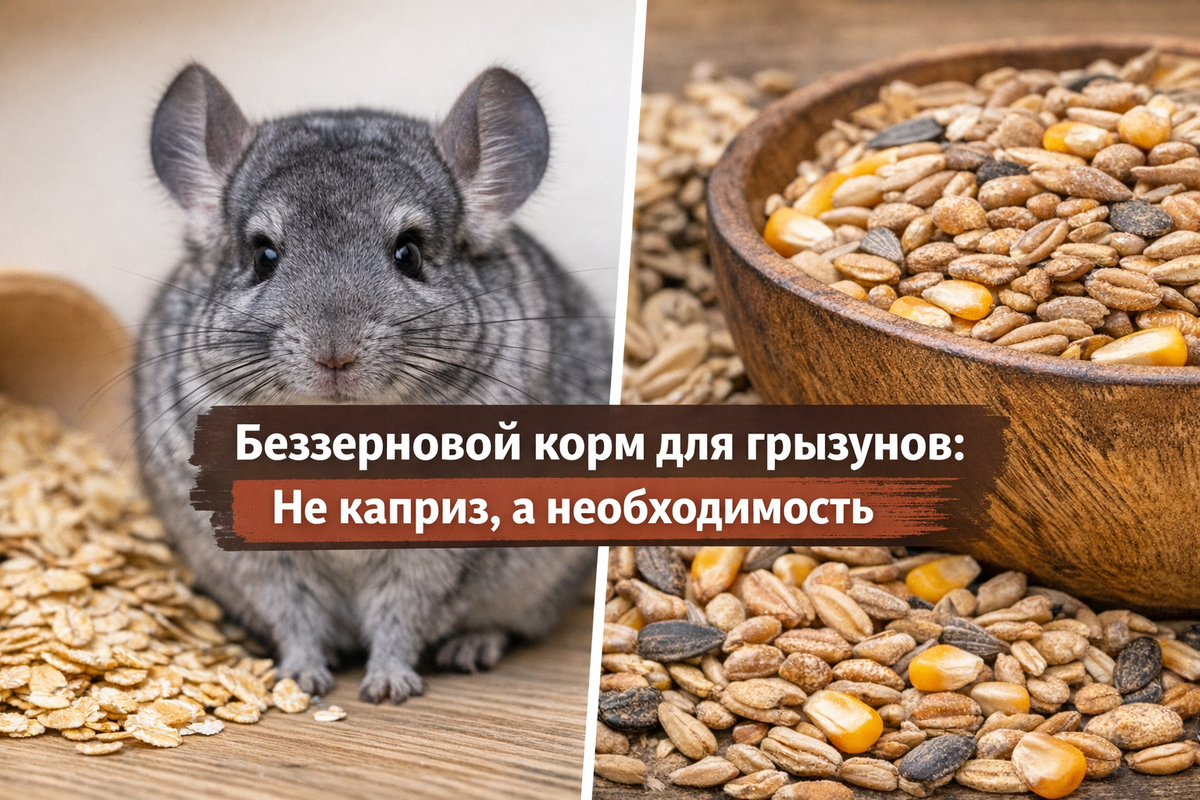 Мы разводили шиншилл восемь лет и долго считали, что кормить «правильно» — значит давать цельное зерно. Когда в команде появился зооинженер, выяснилось обратное: для современных домашних грызунов цельные зерна часто становятся лишней нагрузкой, а не пользой. Дело не в «плохом зерне». Дело в том, что условия жизни питомцев изменились — и питание должно было измениться вместе с ними.
Когда мы начинали в Иркутске в 2016 году, корм приходилось покупать у сторонних производителей. Качество часто оставляло желать лучшего: непонятные составы, цельные зерна, которые животные не доедали, и постоянный риск проблем с ЖКТ. Мы потратили годы на поиски решения и создали собственную линейку. За это время стало ясно главное: домашние грызуны живут иначе, чем их дикие предки, и рацион должен учитывать реальность домашнего содержания.
