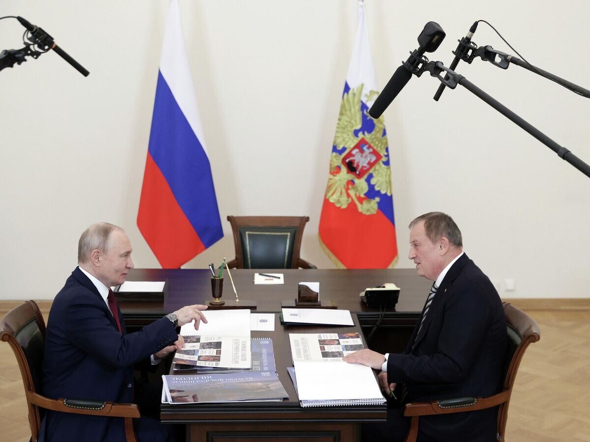    Президент РФ Владимир Путин и губернатор Ленинградской области Александр Дрозденко во время встречи | © РИА Новости / POOL