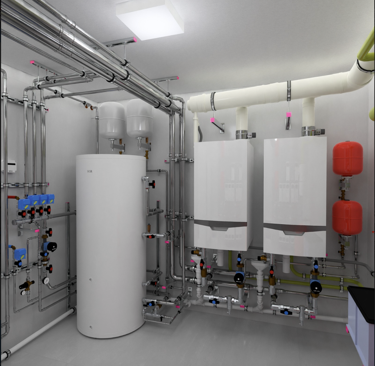 Так выглядит современная премиальная котельная реализованная специалистами ГК Проект на одном из объектов в Московской области