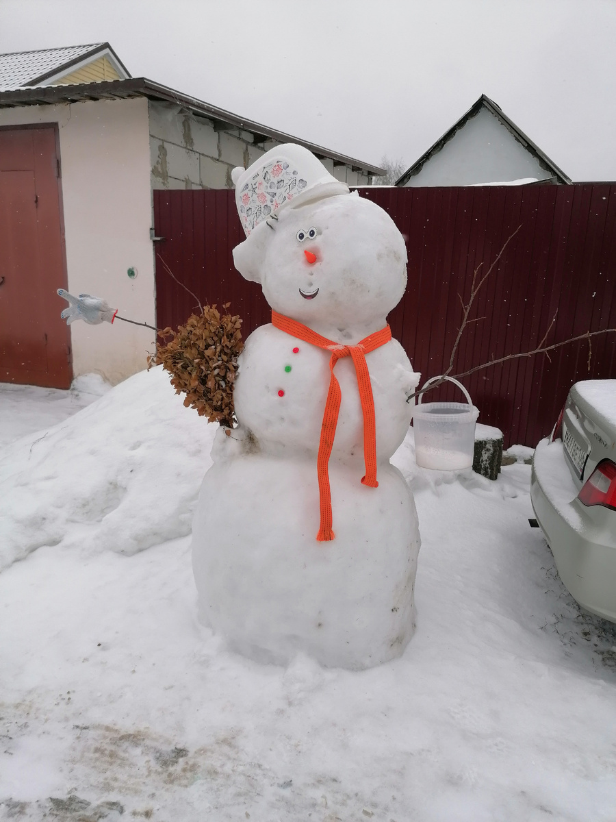 Этого снеговика увидела по дороге домой