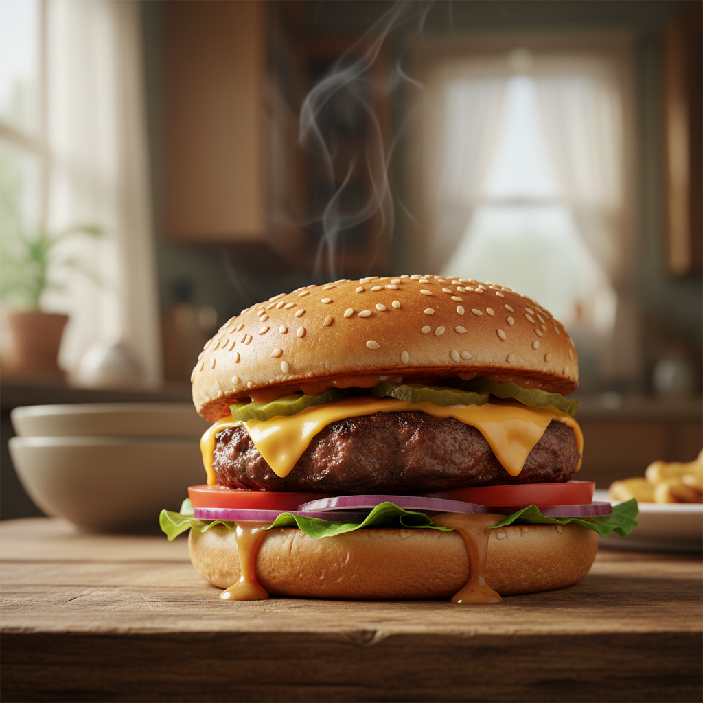 Домашний бургер за копейки — сочная котлета, нежная булочка и натуральный соус без лишних добавок.