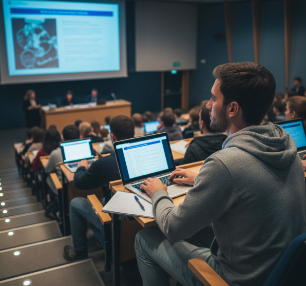 Студент на лекции.