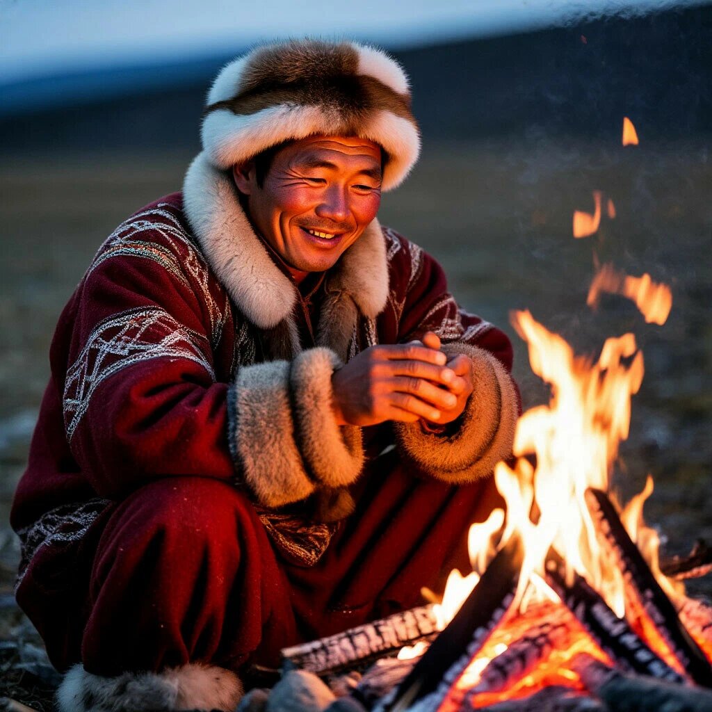ЧУКЧА  В ЧУМЕ ЖДЕТ РАССВЕТА