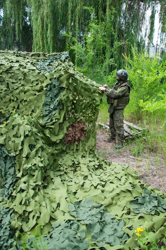 Маскировка позиций с применение антидроновых сетей производства ZaVOZ