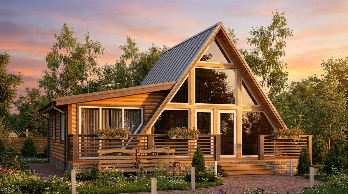 Дом-шалаш № ДШ-12 от СК «Эко Дом Мне» https://lesstroy.net/user/33959/project/85215/ 