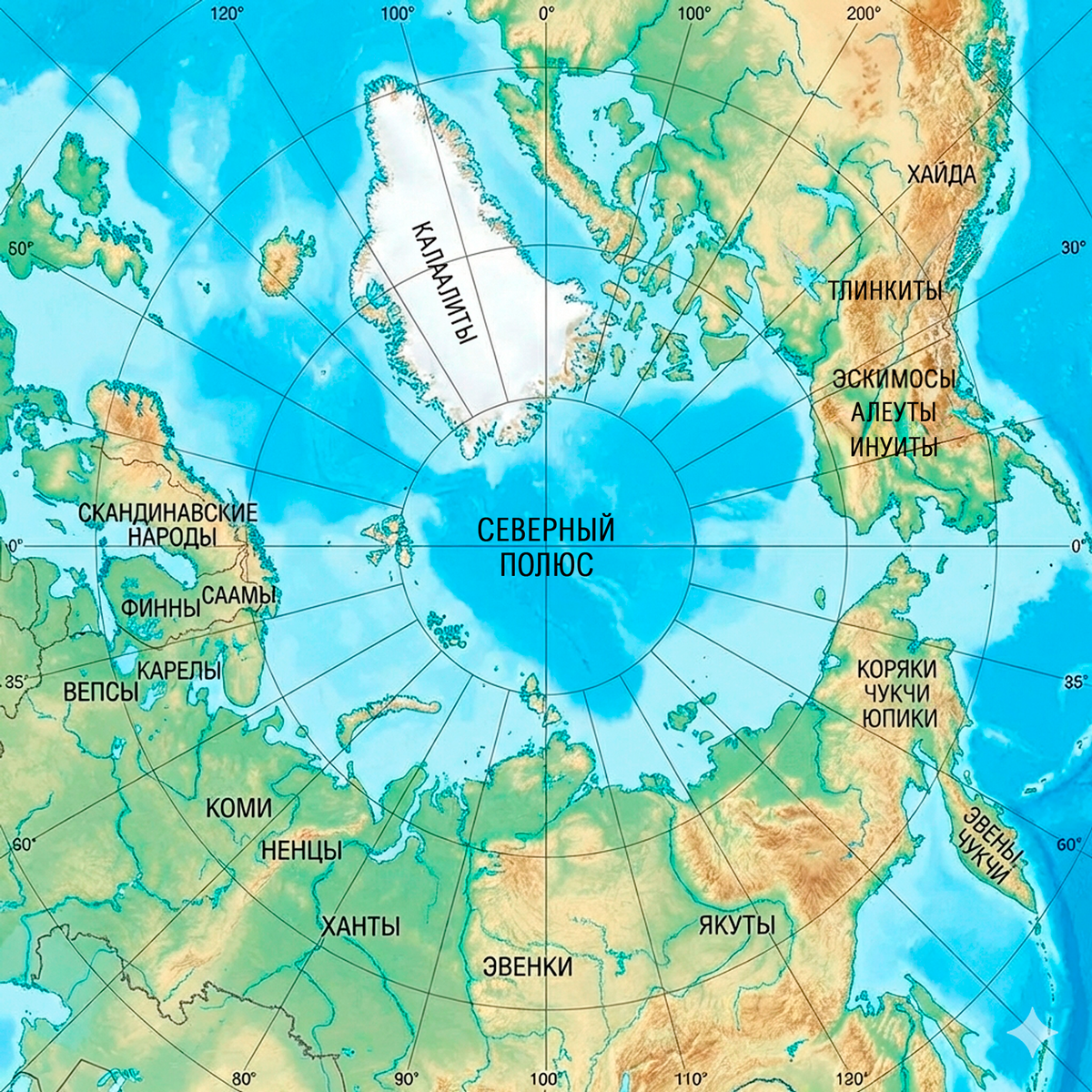 Карта народов Севера. Изображение сгенерировано нейросетью Gemini.