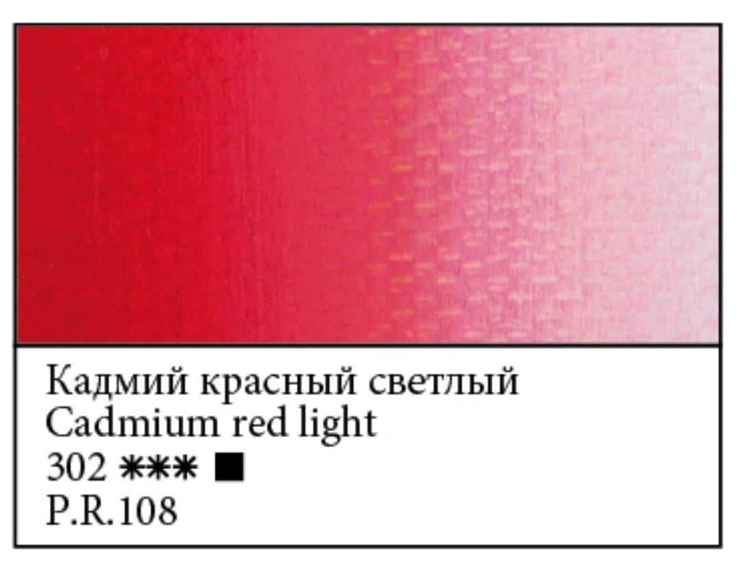Масляная краска «Кадмий красный светлый» (номер цвета 302) серии «Мастер Класс» от ЗХК «Невская палитра» PR108 