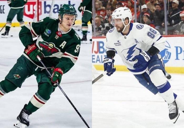 Кирилл Капризов и Никита Кучеров. Обложка © X / Minnesota Wild, Tampa Bay Lightning