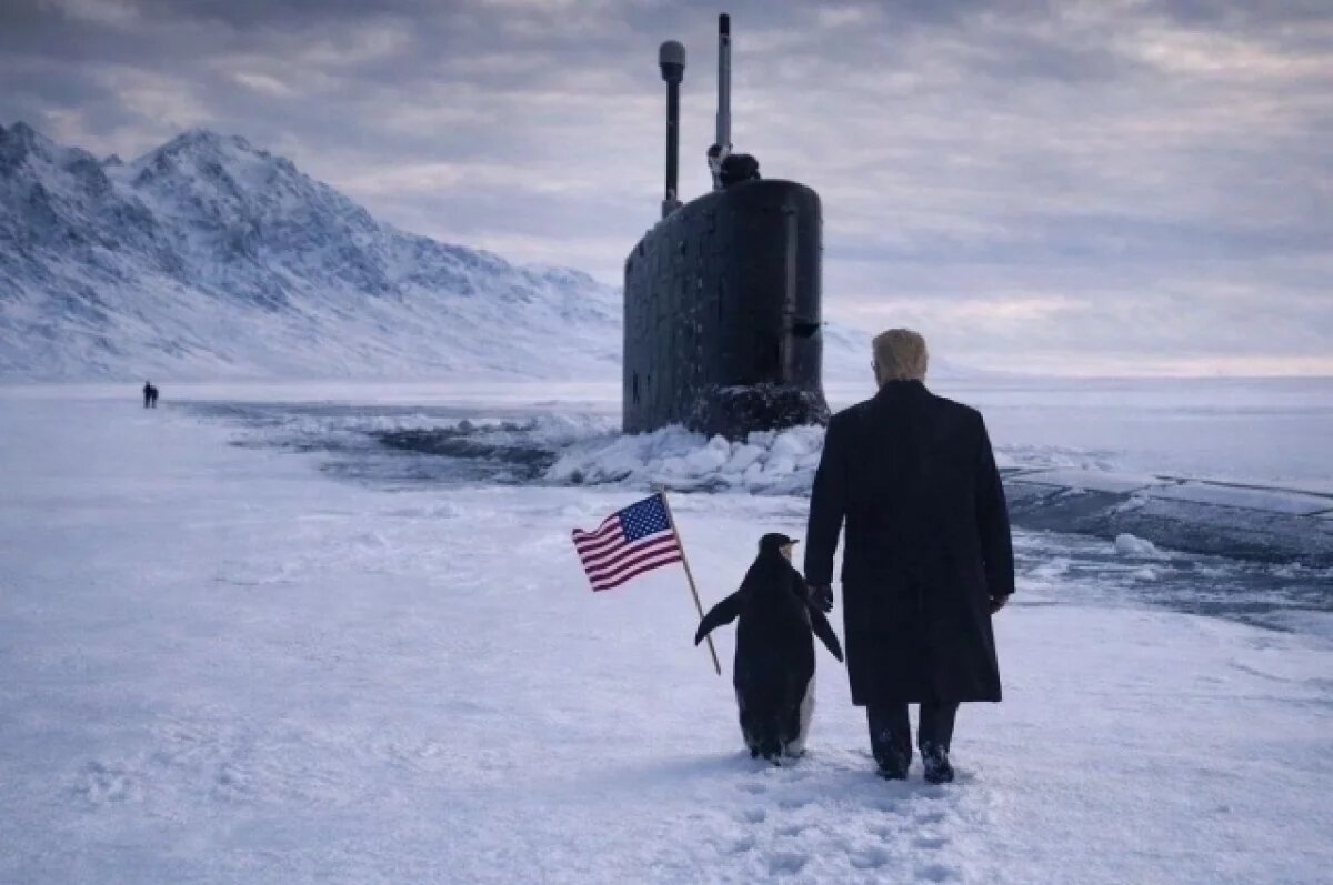    Глава ВМС США опубликовал новую картинку с Трампом, пингвином и подлодкой
