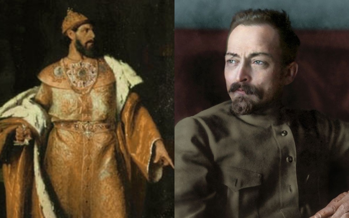 Иван III (картина Н. С. Шустова, фрагмент) и Ф. Э. Дзержинский (колоризация — Klimbim).