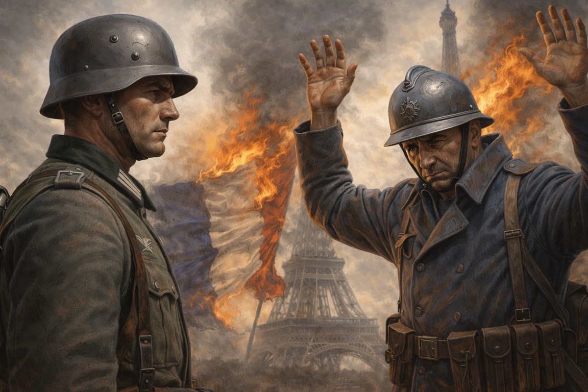 И давайте честно: немцы во Франции вели себя даже в «худший период» несравнимо с поведением на советсой земле. Иллюстрация: ЧатГпт. 