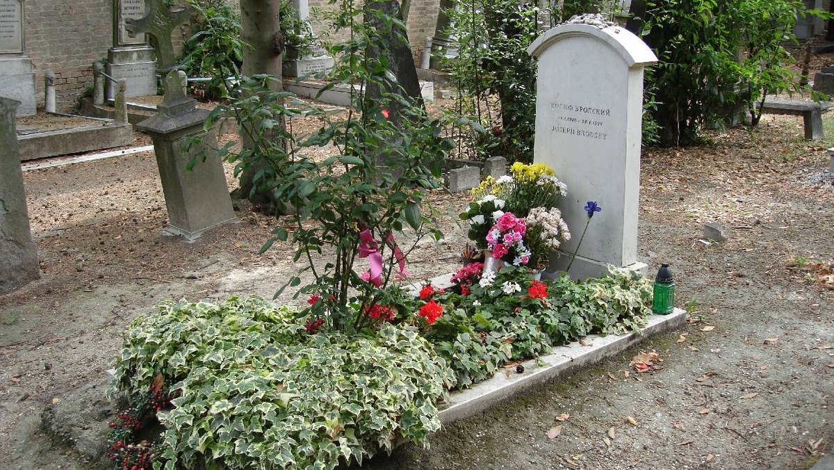 Могила Бродского на кладбище Сан-Микеле, Венеция