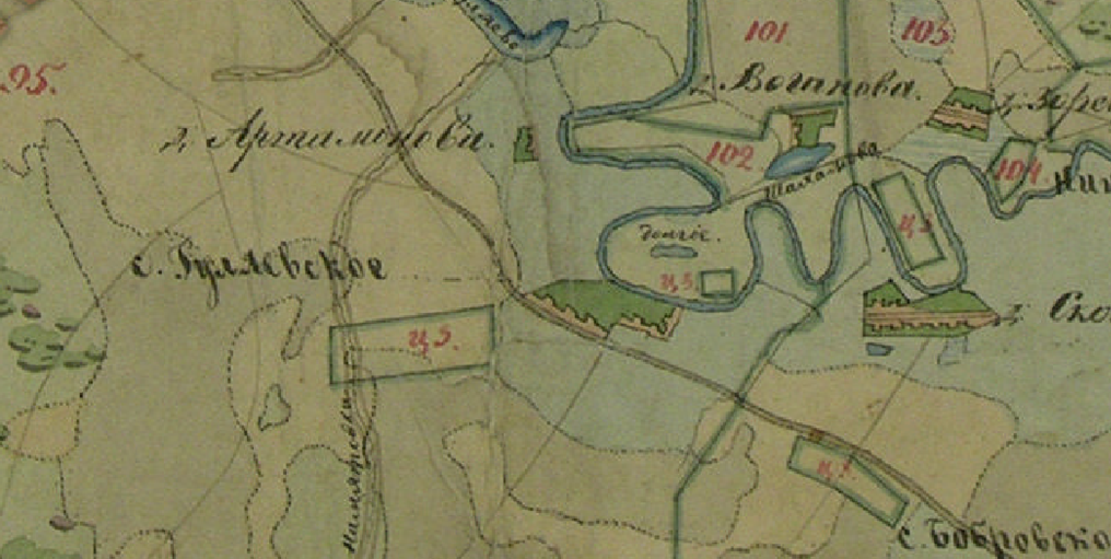 Фрагмент Плана Генерального Межевания Екатерины II.