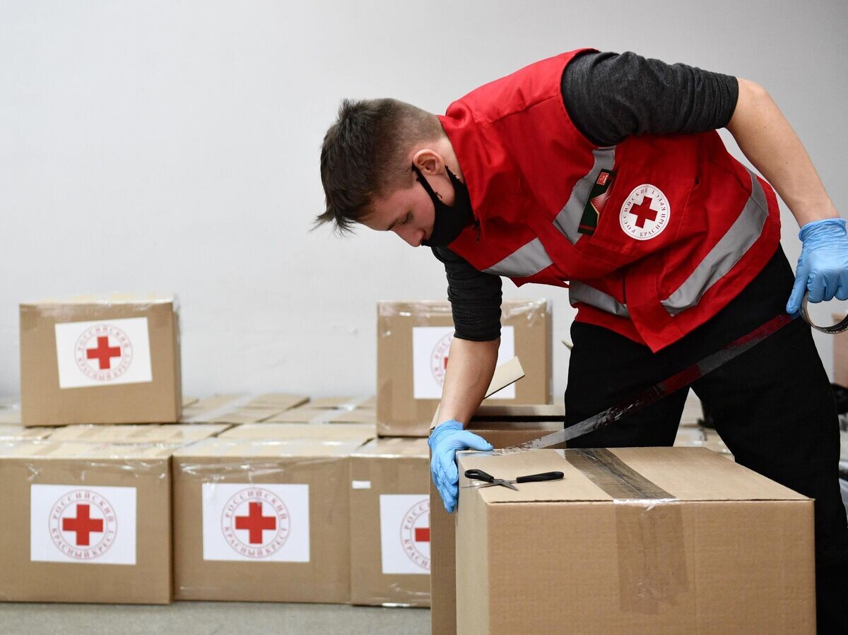    Волонтер в пункте сбора гуманитарной помощи | © РИА Новости / Павел Лисицын