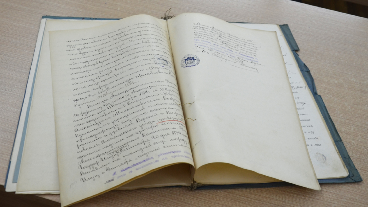 ГАТО. Архивное дело на столе в читальном зале.