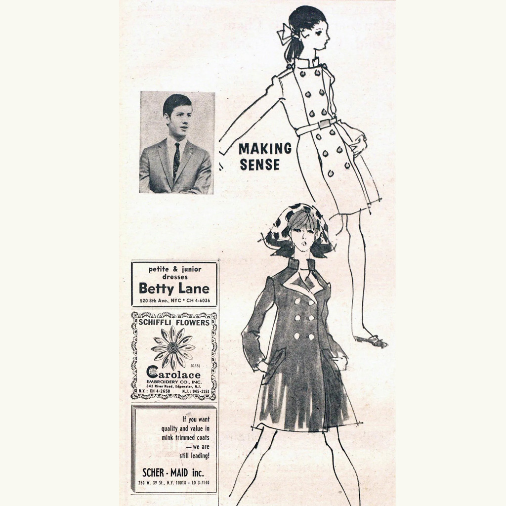 Эскизы Кельвина Кляйна для первой коллекции пальто