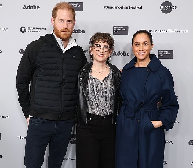 Принц Гарри, Алиса Нахамиас и Меган Маркл на премьере фильма "Королевы печенья" на кинофестивале "Сандэнс".