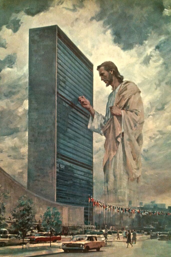 Иллюстрация: Г. Андерсон. Христос стучится в ООН.