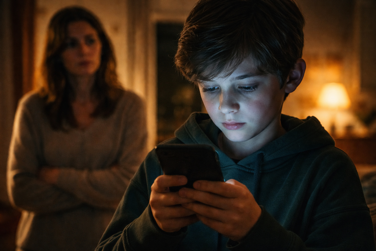 Обложка: Цифровая зависимость у детей и тревога матери из-за гаджетов