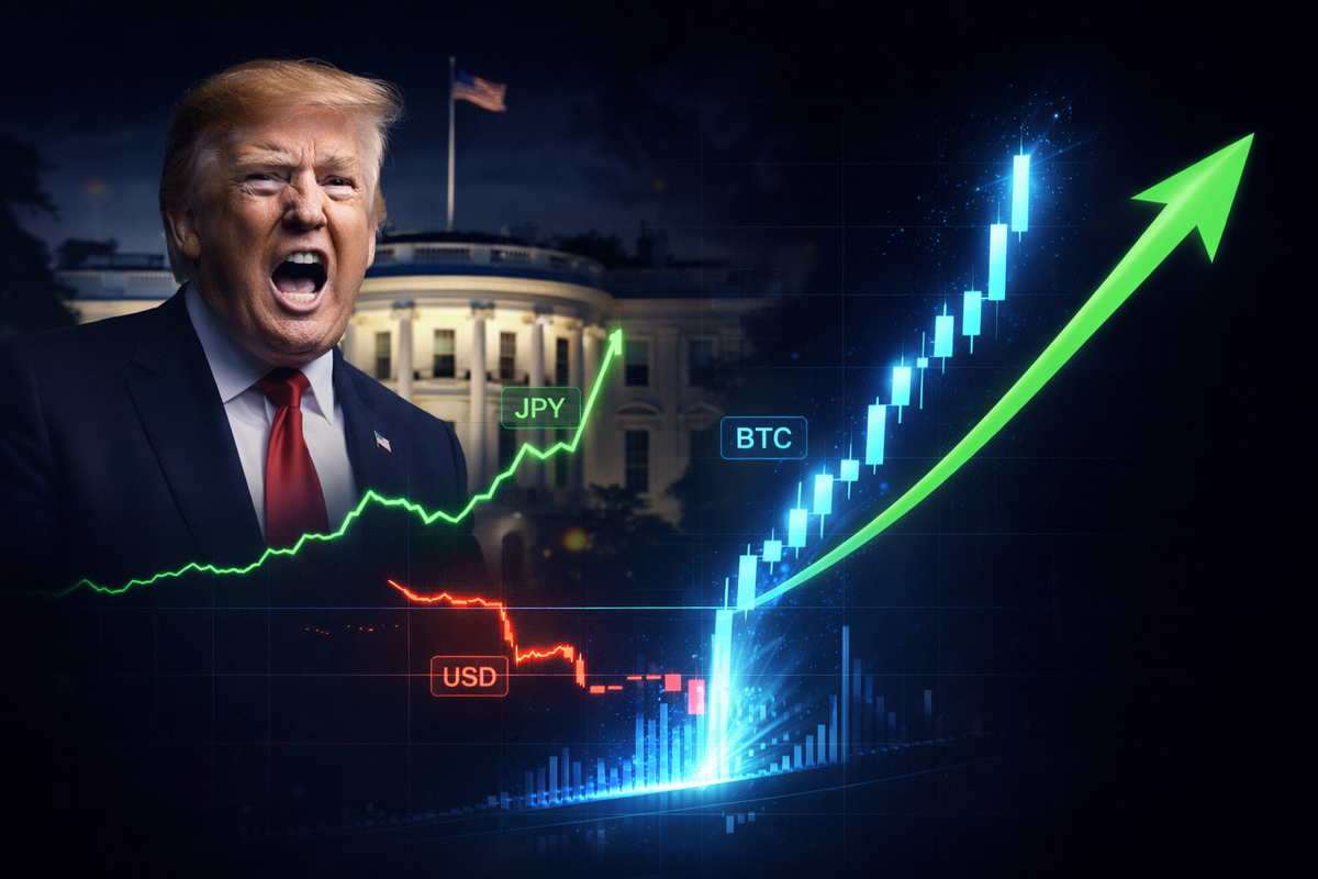 Трамп орёт на Йену,  доллар падает, а биткоин растёт