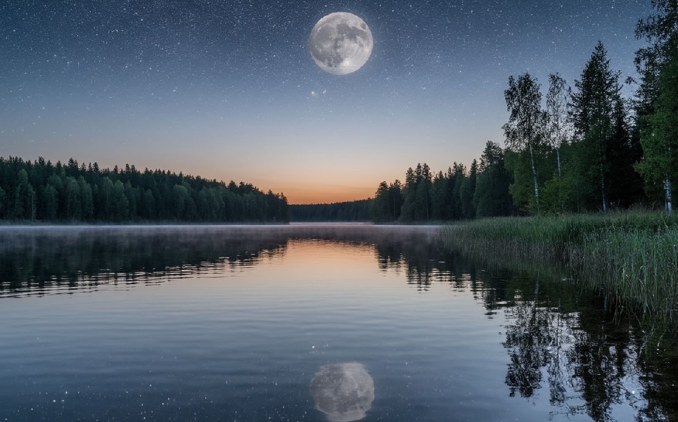 озеро ночью