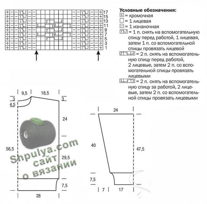 Схема вязания и выкройка мужского пуловера