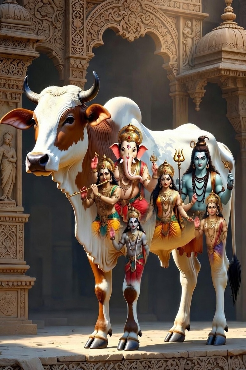 В индуистской философии считается, что в коровах обитают 330 миллионов Богов и богинь.