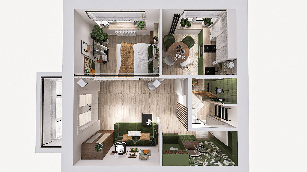 Квартира. 30 кв.м. Вид сверху