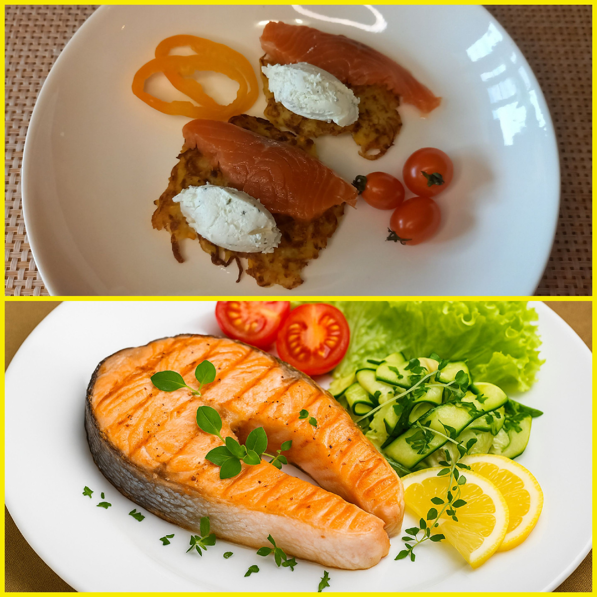 Драники с соленой форелью, Запеченный стейк форели с овощами