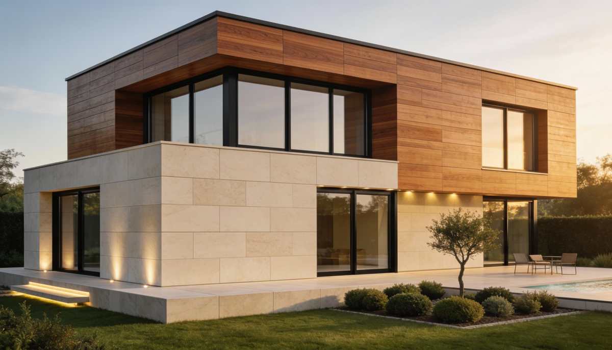 Вентилируемый фасад PL «под теплый орех» с выраженной текстурой