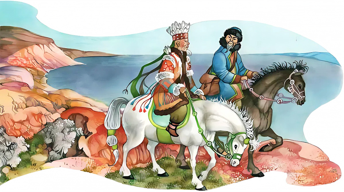 Использованы иллюстрации О. Ионайтис к книге алтайских народных сказок «Рыжий пес»: https://itexts.net/avtor-narodnye-skazki/326049-ryzhiy-pes-altayskie-narodnye-skazki-narodnye-skazki.html