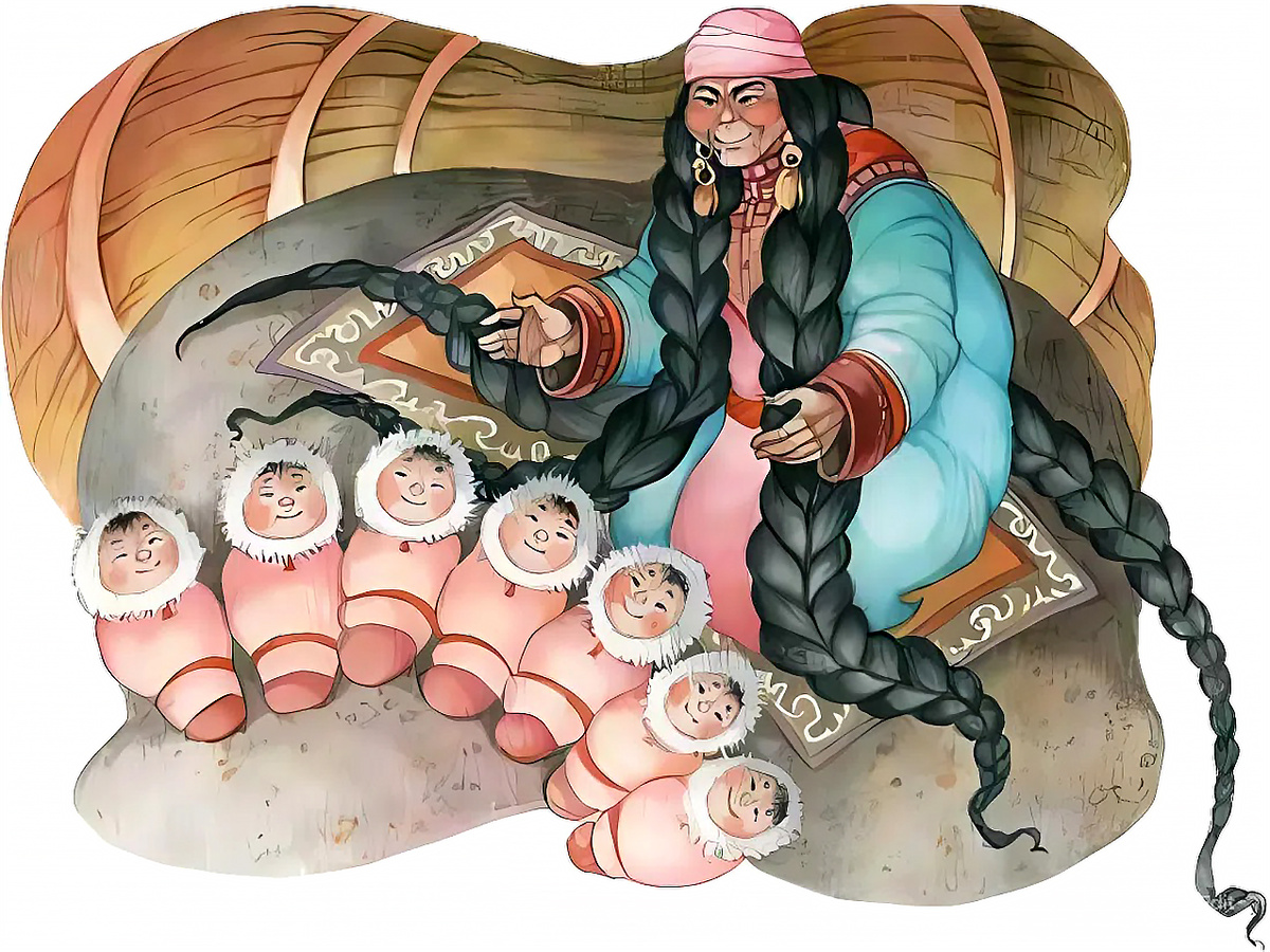 Использованы иллюстрации О. Ионайтис к книге алтайских народных сказок «Рыжий пес»: https://itexts.net/avtor-narodnye-skazki/326049-ryzhiy-pes-altayskie-narodnye-skazki-narodnye-skazki.html