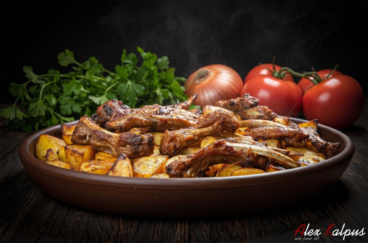 Свиные ребрышки с картофелем по грузински