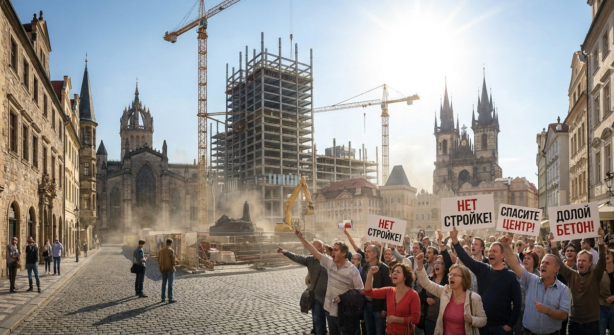 Что жители Петрозаводска думают о пятизвездочной гостинице, которую собираются возвести на центральной площади города. Фото: нейросеть