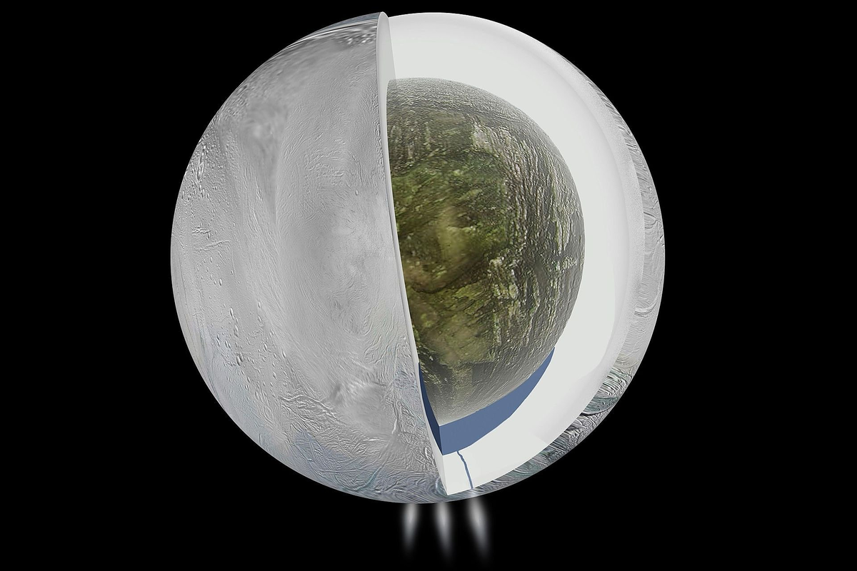 Спутник Энцелад, (источник: naked-science.ru)