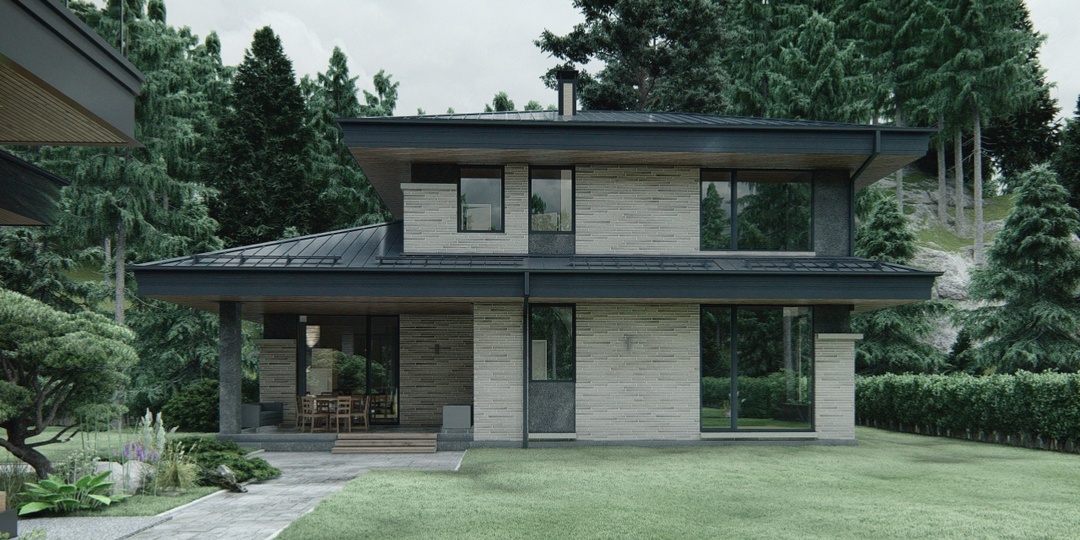 Проект одноэтажного дома "Small white stone 2", 134,1 м2