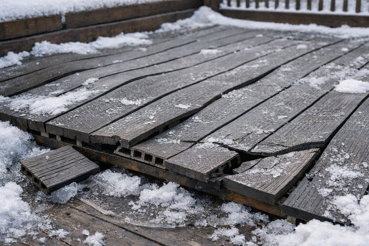 террасная доска зимой!