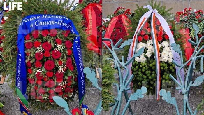 Иностранные государства прислали венки, чтобы почтить память жертв блокады Ленинграда. Фото © Life.ru